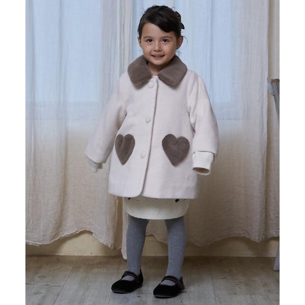 『セール実施中』ZOZO問い合わせ番号:100172554ショップ:petit main，プティマインブランド:petit main，プティマイン商品名:【洗える】ファー衿ハートポケットコートカテゴリ:ジャケット/アウター>その他アウ...