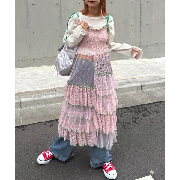スカート 「HELLO.SANFRANCISCO/ハローサンフランシスコ」2WAYレースブロッキングティアードスカート