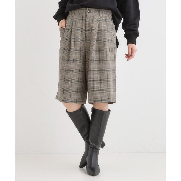 ハーフパンツ パンツ 短パン 「セットアップ可」チェック柄タックハーフパンツ レディース