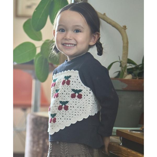 『セール実施中』ZOZO問い合わせ番号:100262909ショップ:petit main，プティマインブランド:petit main，プティマイン商品名:【リンク】クロシェドッキング長袖Tカテゴリ:トップス>Tシャツ/カットソーブラン...