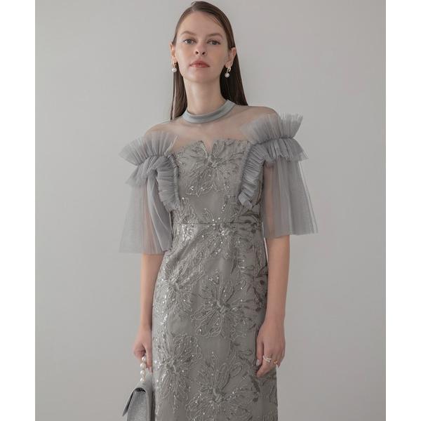 『タイムセール実施中』ZOZO問い合わせ番号:100269101ショップ:Leja，レジャブランド:Leja，レジャ商品名:【LEJA】チュールフリルショルダーシアーIラインワンピースドレス美脚効果結婚式 パーティードレス 成人式 二次会 ...