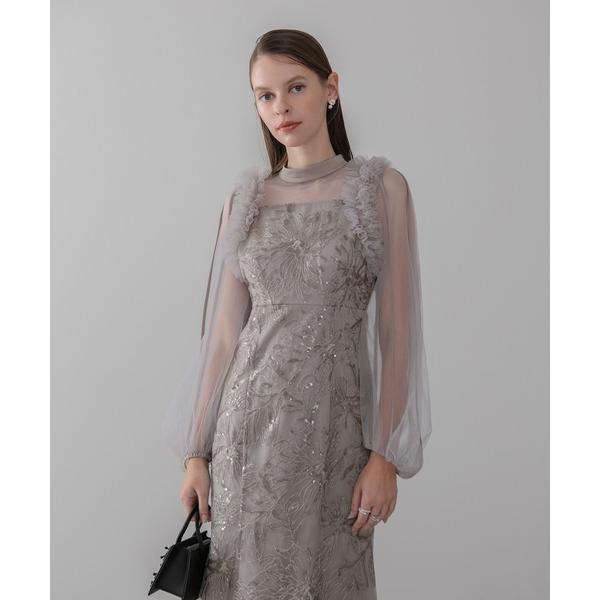 『タイムセール実施中』ZOZO問い合わせ番号:100269936ショップ:Leja，レジャブランド:Leja，レジャ商品名:【LEJA】フラワースパンコールチュールフリルロングスリーブマーメイドワンピースドレス美脚効果結婚式 パーティードレ...