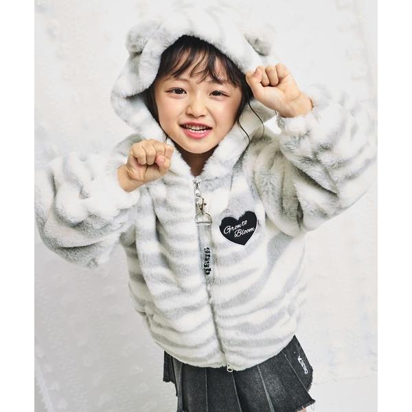 ZOZO問い合わせ番号:100345350ショップ:ANAP，アナップブランド:ANAP kids，アナップキッズ商品名:ワッペンロゴ ネコ耳フードファーブルゾン 【ジュニアお揃い】カテゴリ:ジャケット/アウター>ブルゾンブランド品番...