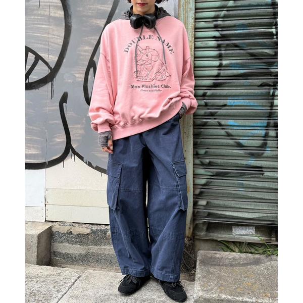 ワイドパンツ カーゴパンツ 顔料染め起毛ツイルタックバルーンカーゴパンツ レディース
