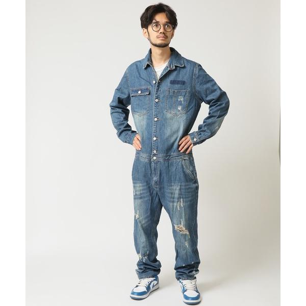 『タイムセール実施中』ZOZO問い合わせ番号:100379855ショップ:ARCADE，アーケードブランド:ARCADE，アーケード商品名:ダメージ加工デニムつなぎ / ユーズド USED 加工オーバーオールカテゴリ:オールインワン・サロペ...