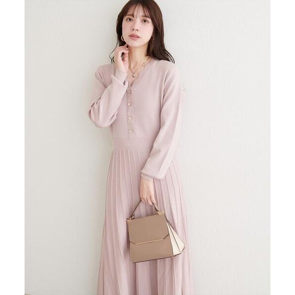 ZOZO問い合わせ番号:100380903ショップ:natural couture，ナチュラルクチュールブランド:natural couture，ナチュラルクチュール商品名:スカラッププリーツニットワンピースカテゴリ:ワンピース/ドレス&g...