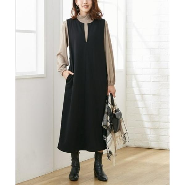 ZOZO問い合わせ番号:100414273ショップ:nissen，ニッセンブランド:QUNTSTYLE，キュントスタイル商品名:【マタニティウェア・授乳服】裏シャギー キーネックジャンスカ＆トップス２点セット（産前・産後）カテゴリ:ママ＆ベ...