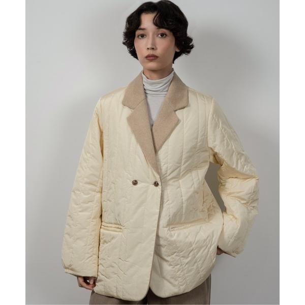 コート アウター stripe quilting dual texture jacket coat / ストライプキルティングデュアルテクスチャージャケットコート レディース