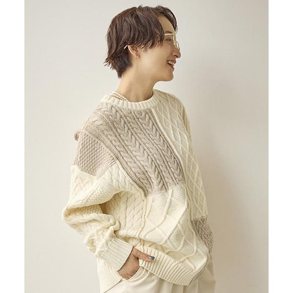 『セール実施中』ZOZO問い合わせ番号:100448327ショップ:studio CLIP，スタディオクリップブランド:studio CLIP，スタディオクリップ商品名:5ゲージふわかるパッチワークニットカテゴリ:トップス>ニット/セ...