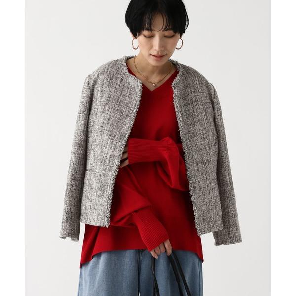 ジャケット ノーカラージャケット 「入卒/セレモニー/通勤」ツイードクルージャケット/602138 レディース