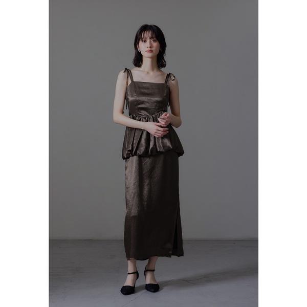 ZOZO問い合わせ番号:100451111ショップ:bflat，ビーフラットブランド:niana，ニアナ商品名:ワッシャーサテンペプラムキャミドレス パーティードレス オケージョンドレス 結婚式 二次会 同窓会 成人式 お呼ばれワンピースカ...