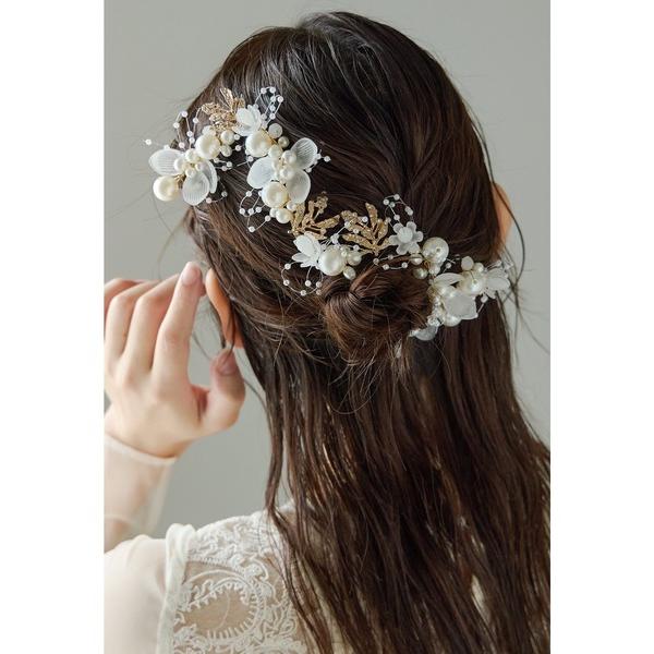 ZOZO問い合わせ番号:100451586ショップ:bflat，ビーフラットブランド:niana，ニアナ商品名:フェアリーヘッドドレス ヘアアクセサリー ヘアピン ボリューム ゴールド 結婚式 二次会 成人式 同窓会 お呼ばれ オケージョン...