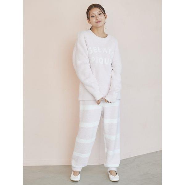 ZOZO問い合わせ番号:100481550ショップ:gelato pique，ジェラート　ピケブランド:gelato pique，ジェラートピケ商品名:パウダーロゴジャガードプルオーバー＆ロングパンツセットカテゴリ:ルームウェア>ルー...