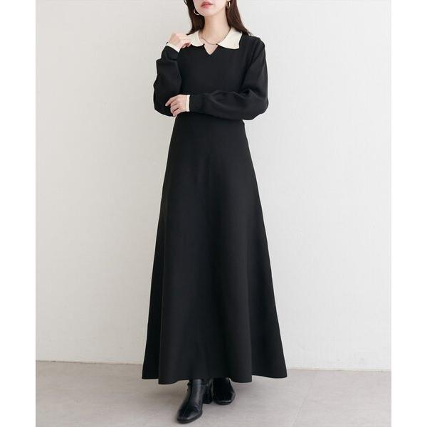 『セール実施中』ZOZO問い合わせ番号:100493510ショップ:natural couture，ナチュラルクチュールブランド:natural couture，ナチュラルクチュール商品名:【WEB限定】配色衿付きニットワンピースカテゴリ:...