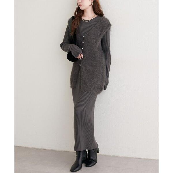 ZOZO問い合わせ番号:100493511ショップ:natural couture，ナチュラルクチュールブランド:natural couture，ナチュラルクチュール商品名:〈osono〉ラメフェザーニットベスト×リブワンピースカテゴリ:ワ...