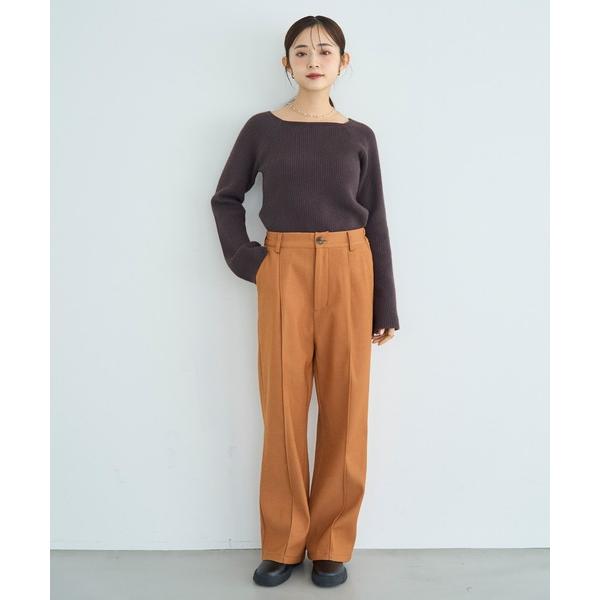 パンツ 裏ボア センタータックセミワイドパンツ「585115」 レディース