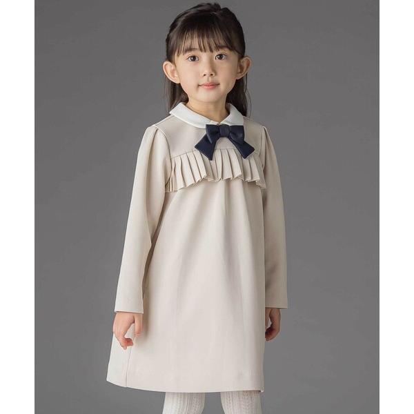 『タイムセール実施中』ZOZO問い合わせ番号:100650485ショップ:BEBE ONLINE STORE，ベベ オンラインストアブランド:BeBe Petits Pois Vert，ベベプチポワヴェール商品名:ポンチ胸プリーツ長袖ワンピ...