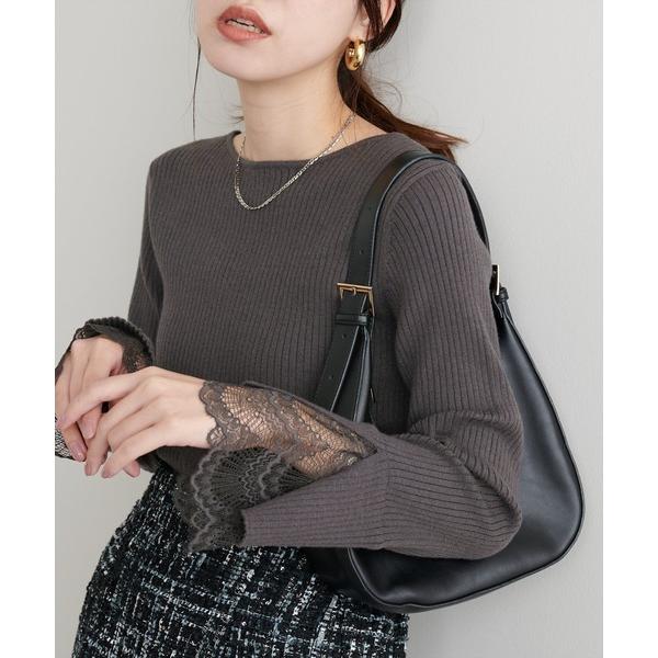 ZOZO問い合わせ番号:100651086ショップ:natural couture，ナチュラルクチュールブランド:natural couture，ナチュラルクチュール商品名:前後２WAY袖口レースリブニットカテゴリ:トップス>ニット/...