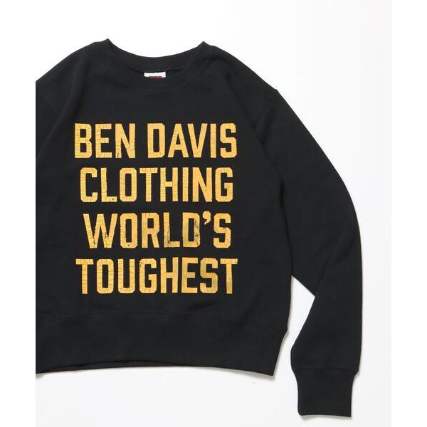 トレーナー スウェット 「BEN DAVIS（ベンデイビス）」70'S FIT CRACK LOGO CREW / スウェット クルーネック 裏毛 長袖 短丈 ロゴプリント