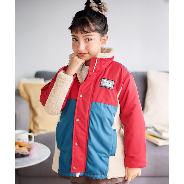 『タイムセール実施中』ZOZO問い合わせ番号:100684995ショップ:BEBE ONLINE STORE，ベベ オンラインストアブランド:Noeil aime BeBe，ノイユエイムベベ商品名:タフタｘボア異素材配色マウンテンパーカーカ...