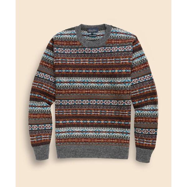 セーター ニット ウール　フェアアイル　クルーネックセーター　Made in England メンズ