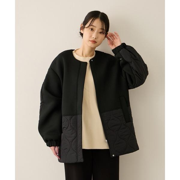 ジャケット ノーカラージャケット ダンボール中綿切り替えノーカラージャケット「手洗い可能」 レディース