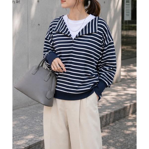 tシャツ フロント2wayボートネックドルマンプルオーバー レディース