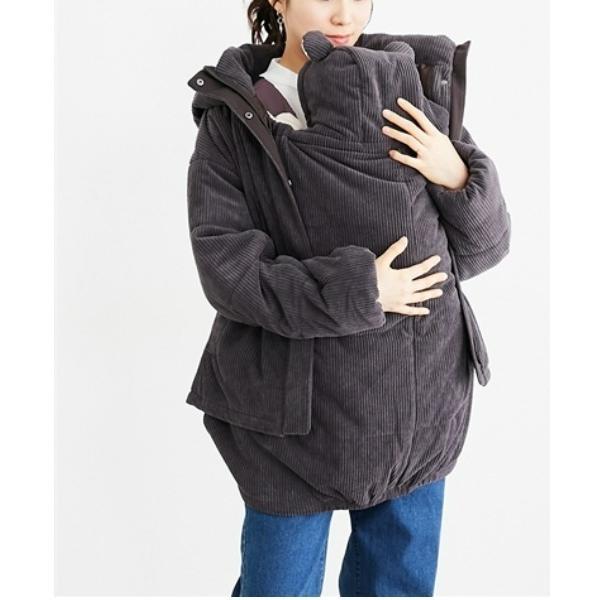 ZOZO問い合わせ番号:100722262ショップ:nissen，ニッセンブランド:QUNTSTYLE，キュントスタイル商品名:【産前・産後】あったか中わた　コーデュロイ5WAYママコート＋くま耳付ケープ2点セットカテゴリ:ママ＆ベビー&g...