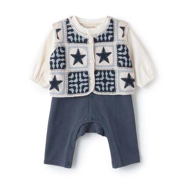 『セール実施中』※このアイテムは返品・交換対象外商品です。ZOZO問い合わせ番号:100786048ショップ:petit main，プティマインブランド:petit main，プティマイン商品名:クロシェベストつきカバーオールカテゴリ:ママ...