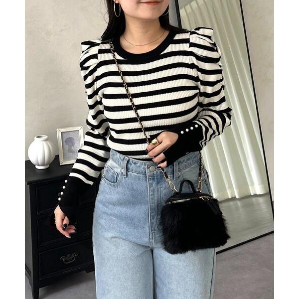 『セール実施中』ZOZO問い合わせ番号:100894755ショップ:prose verse，プロズヴェールブランド:prose verse，プロズヴェール商品名:袖パールパフスリーブリブニットカテゴリ:トップス>ニット/セーターブラン...