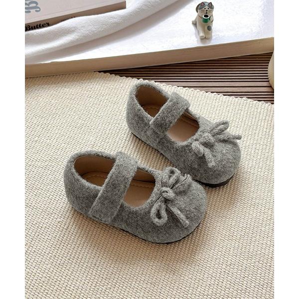 バレエシューズ 「aimoha-KIDS-」キッズ ウールライクストラップシューズ (AW) キッズ 子供