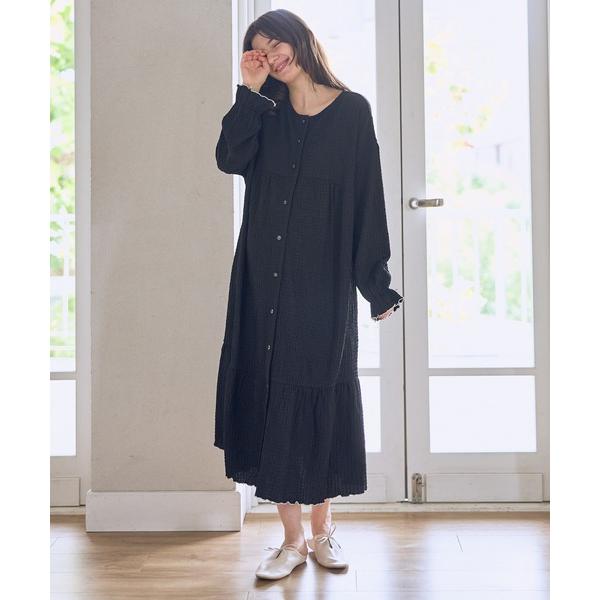 ZOZO問い合わせ番号:100897429ショップ:cross marche，クロスマルシェブランド:Rosemadame，ローズマダム商品名:ポコポコジャガード配色メロウネグリジェ/ワンピースパジャマ/ルームウェア（マタニティ/授乳服）授...