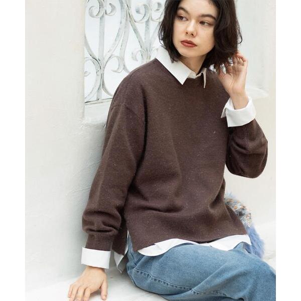 ニット セーター きらきらクルーミドルゲージニット「洗濯機OK」 レディース