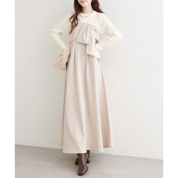 ZOZO問い合わせ番号:100978967ショップ:natural couture，ナチュラルクチュールブランド:natural couture，ナチュラルクチュール商品名:リボン風ドッキングワンピースカテゴリ:ワンピース/ドレス>ワ...