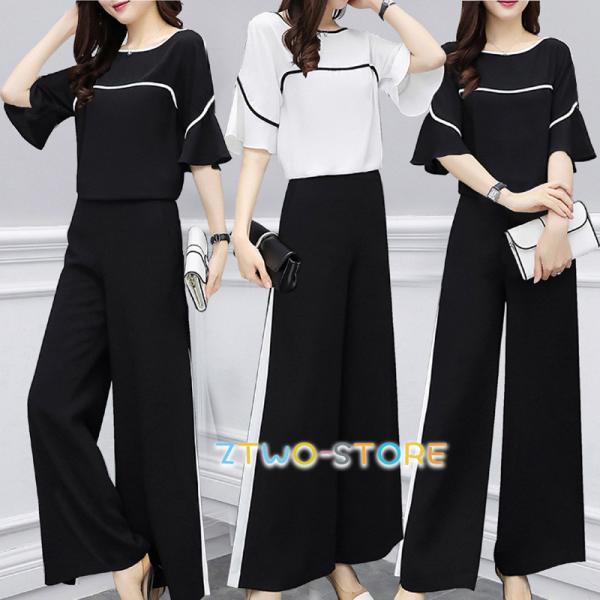 セットアップ レディース 夏 パンツスーツ 40代 ワイドパンツ カジュアル シフォン 2点セット 七分袖 服 母 おしゃれ 通勤 旅行 Ol 代 30代 50代 Ztwo 1118cs98 Z2ストア 通販 Yahoo ショッピング