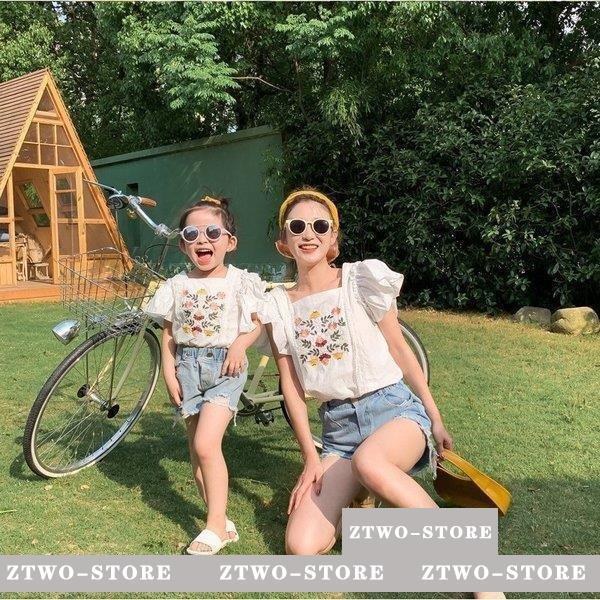 ママ 娘さん 親子お揃い ママとお揃い 娘とペアルック 親子ペア フローラル スクエア襟 半袖 親子服 キッズ プレゼント 女の子 レディース 子供服 夏 Ztwo 1124qz516 Z2ストア 通販 Yahoo ショッピング