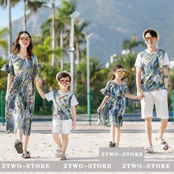 親子服 ビーチ 上下セット ｔシャツワンピース花柄母女 家族服 親子ペアルック 親子コーデ セットアップ おしゃれ カジュアルウェアハワイ風 夏 Ztwo 1124qz535 Z2ストア 通販 Yahoo ショッピング
