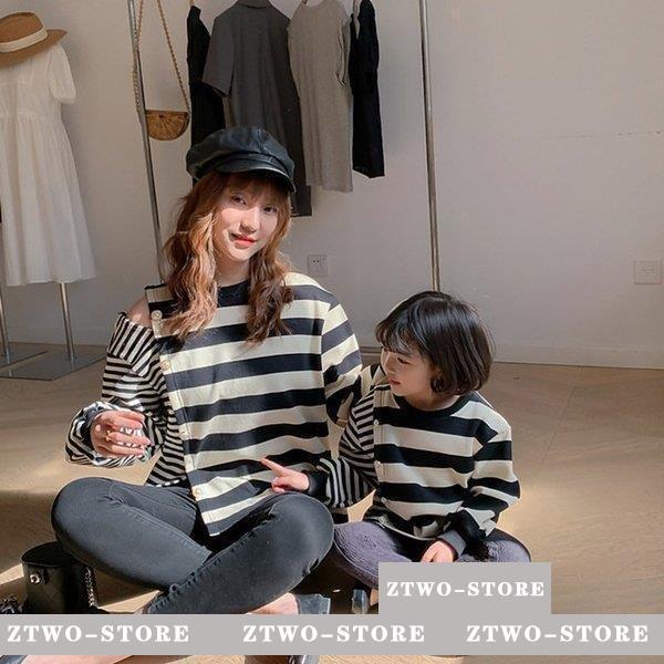 親子コーデ 春夏親子ペアルック親子ワンピース親子ペア親子お揃いストライプ レディース長袖tシャツ韓国風シャツブラウス女の子 男の子カジュアル 家族旅行 Ztwo 1124qz Z2ストア 通販 Yahoo ショッピング