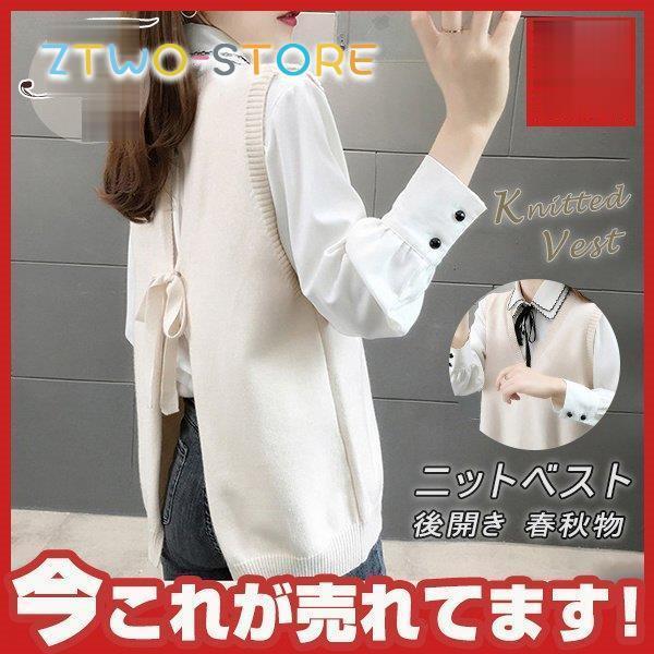 ニットベスト レディース プルオーバー ベスト 後開き ゆったり 女性用 