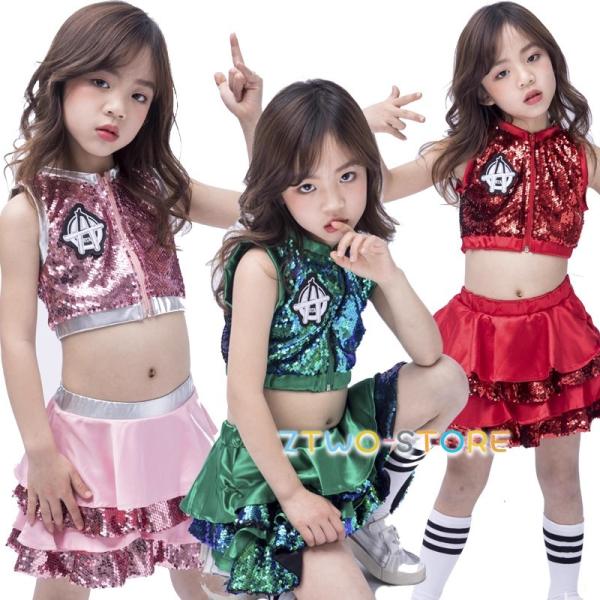 爆買キッズ ダンス衣装 セットアップ チア チアダンス キラキラ スパンコール 上下セット 子供服 女の子 ダンス衣装 演出服 発表会 団体 応援団 体操服 演出服 jazz ダンスウェア ガールズ チアリーダー  ステージ衣装セット内容：...