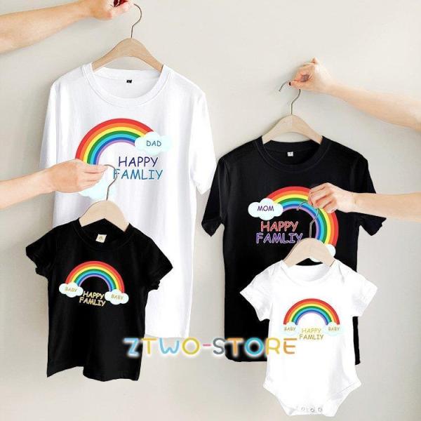 親子ペアルック ベビー 赤ちゃん ペアTシャツ 綿100% リンクコーデ 兄弟 姉妹 お揃い 家族写真 記念撮影 おしゃれ 家族 親子服 ロンパース カバーオール 半袖