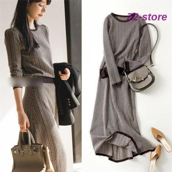 爆買★検索キーワード：スカートセットアップ レディース 2点セット 上下セット ロングスカート ニットワンピース レディース 秋冬 長袖ニットセット　ニットセットアップ レディース 40代 秋冬 長袖 ニットトップス タイトスカート セット...