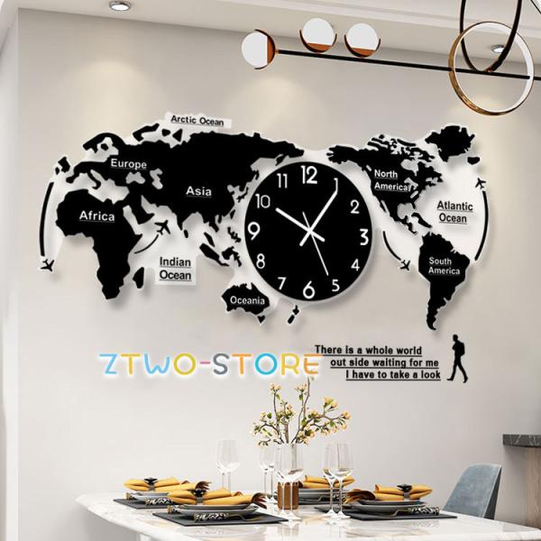 おしゃれ 壁掛け時計 世界地図 壁時計 北欧世界時計 静音 寝室 リビング壁飾り 店舗 会社用時計 家庭用時計 在宅 雑貨 新生活 室内 プレゼント  引越し祝い 時計 :ztwo1223-gz2:Z2ストア 通販 