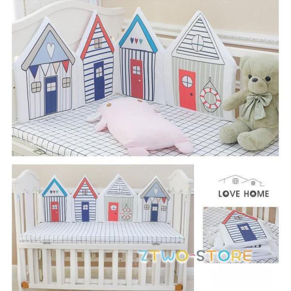 爆買大のハウス型のベッドガードです。大切な赤ちゃんを壁やベッドフレームから保護してくれるセーフティクッション☆冷暖房の直風よけにも使える◎お部屋のアクセントにもなるおしゃれなデザイン。大きさ、デザインの異なる4種類のクッションセット。個々の...