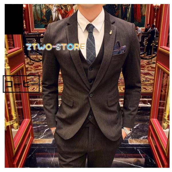 定番 メンズスーツ 3点セットスーツ カッコイイ 1つボタンスーツ