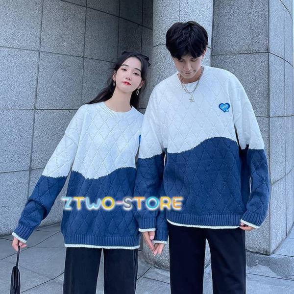 セーター　2着セット　韓国風　ファッション　ペアルック　プレゼント　カップル 楽天市場】【送料無料】 ペアルック セーター カップル クルー
