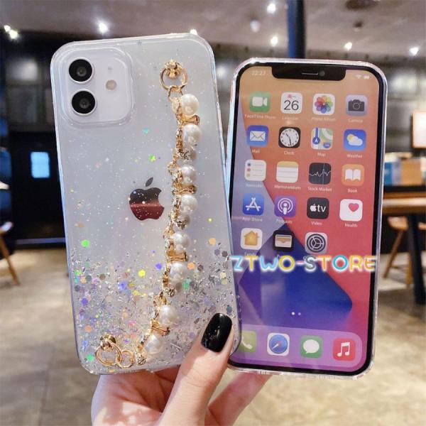 パール ビジュー チェーンベルト付き iphone ケース  iPhone17 ケース スマホ カバー  16 Pro Max 15 Pro 12 mini 14 Pro Max 11 13 Pro iPhone XS Max XR XS