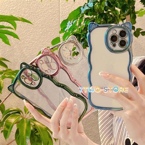 iPhone17ケース 16Pro 16ProMaxうねうね 16Plus 15Pro なみなみ iphone14 iphone15pro max iphone17 猫耳 ケース メッキ シリコン 耐衝撃 かわいい スマホケース