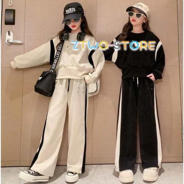 爆買子供服 セットアップ  女の子 パーカー  2点セット 上下セット Tシャツ 無地 ガウチョパンツ キッズ  おしゃれ カジュアル 可愛い■素材：綿■サイズ：（単位：cm）110  バスト88  トップス着丈39  パンツ丈65 適応身...