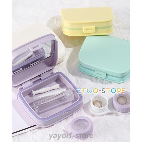 爆買素材：プラスチック+ガラスカラー：オフホワイト/ライトイエロー/ラベンダー/ミントグリーンサイズ：長さ約7cm×幅約7cm×高さ2cm重さ：約47g生産国：中国コンタクトレンズボックス 5点セット 外出 アウトドア 旅行 携帯便利 ソフ...